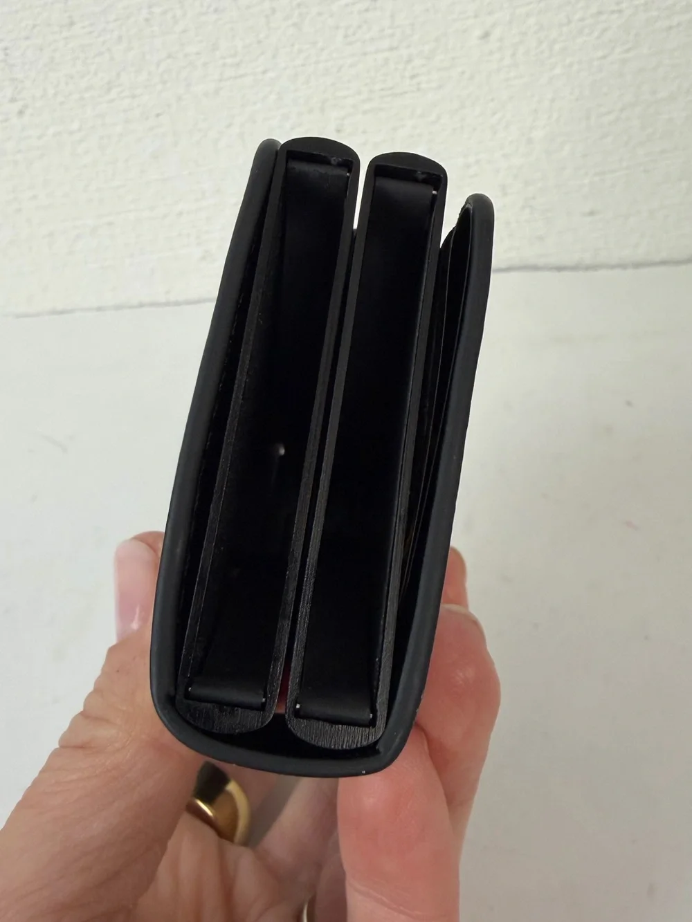 Black Leather Double Pop-up Credit Card Wallet